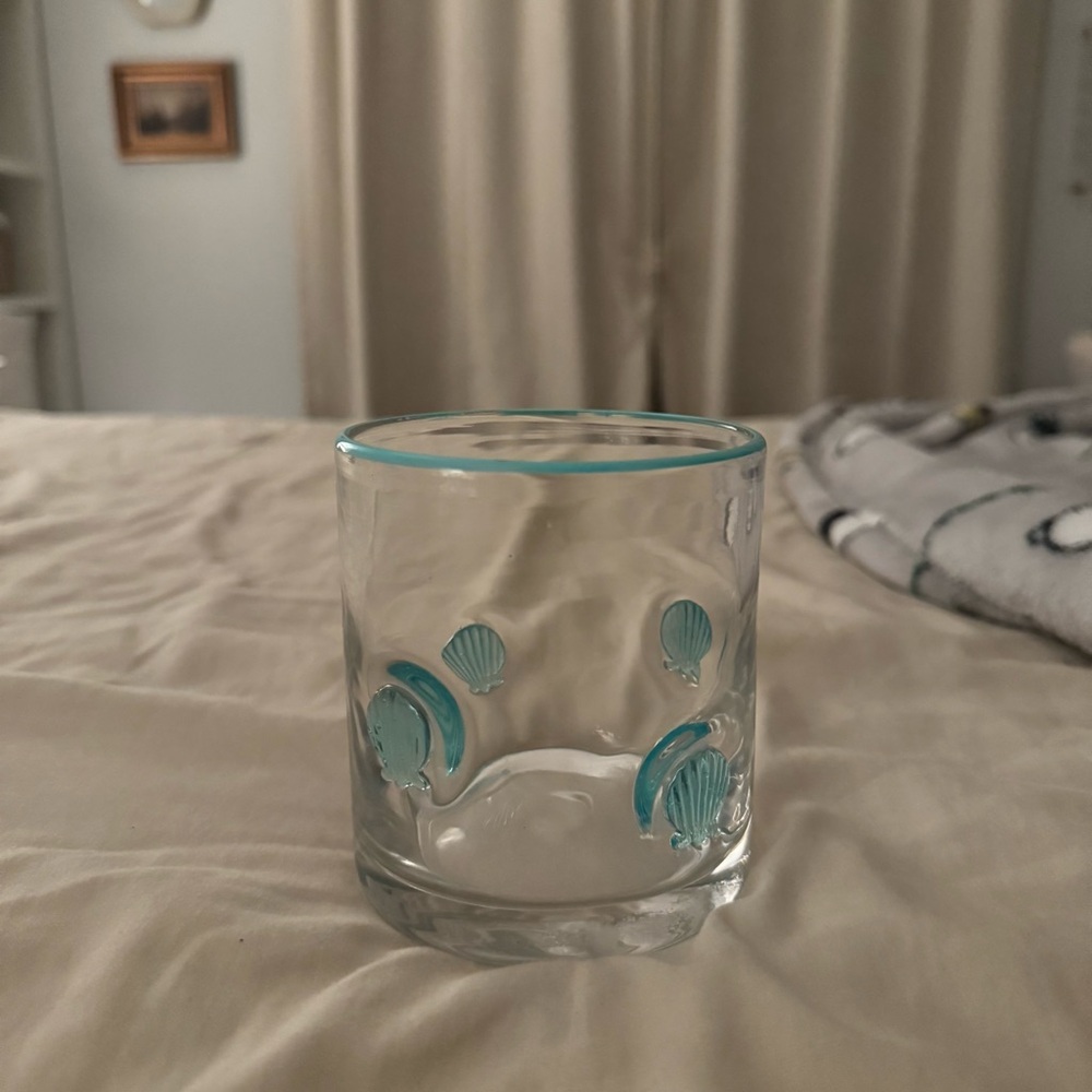Seashell Glass with Teal Accents.
